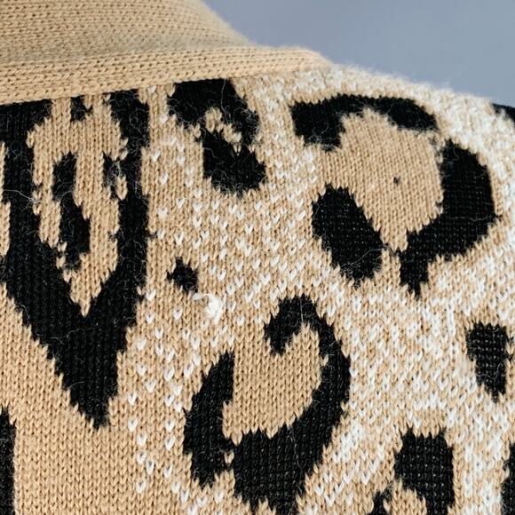 M Khaki Black White Viscose Blend Distressed Oversized Mixed Patterns Cardigan - Picture 9 of 16